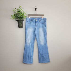 American Eagle Favorite Boyfriend Jeans Bootcut Flare Light Blue Wash AE 14